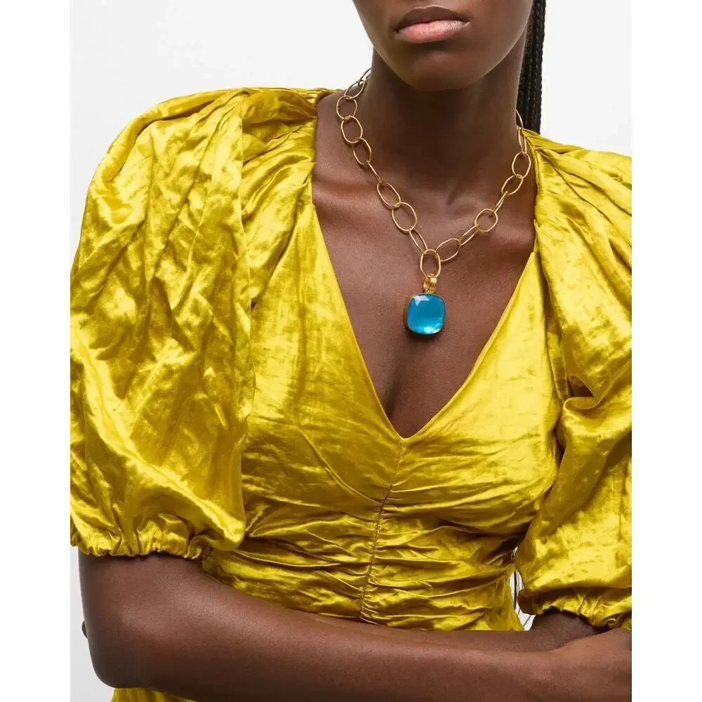 NWT $795 Ulla Johnson Vera Top - Metallic Ruched Puff Sleeve Blouse